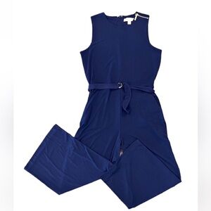 Michael Kors Navy W/Gold Accents Sleeveless Belted Jumpsuit / Romper